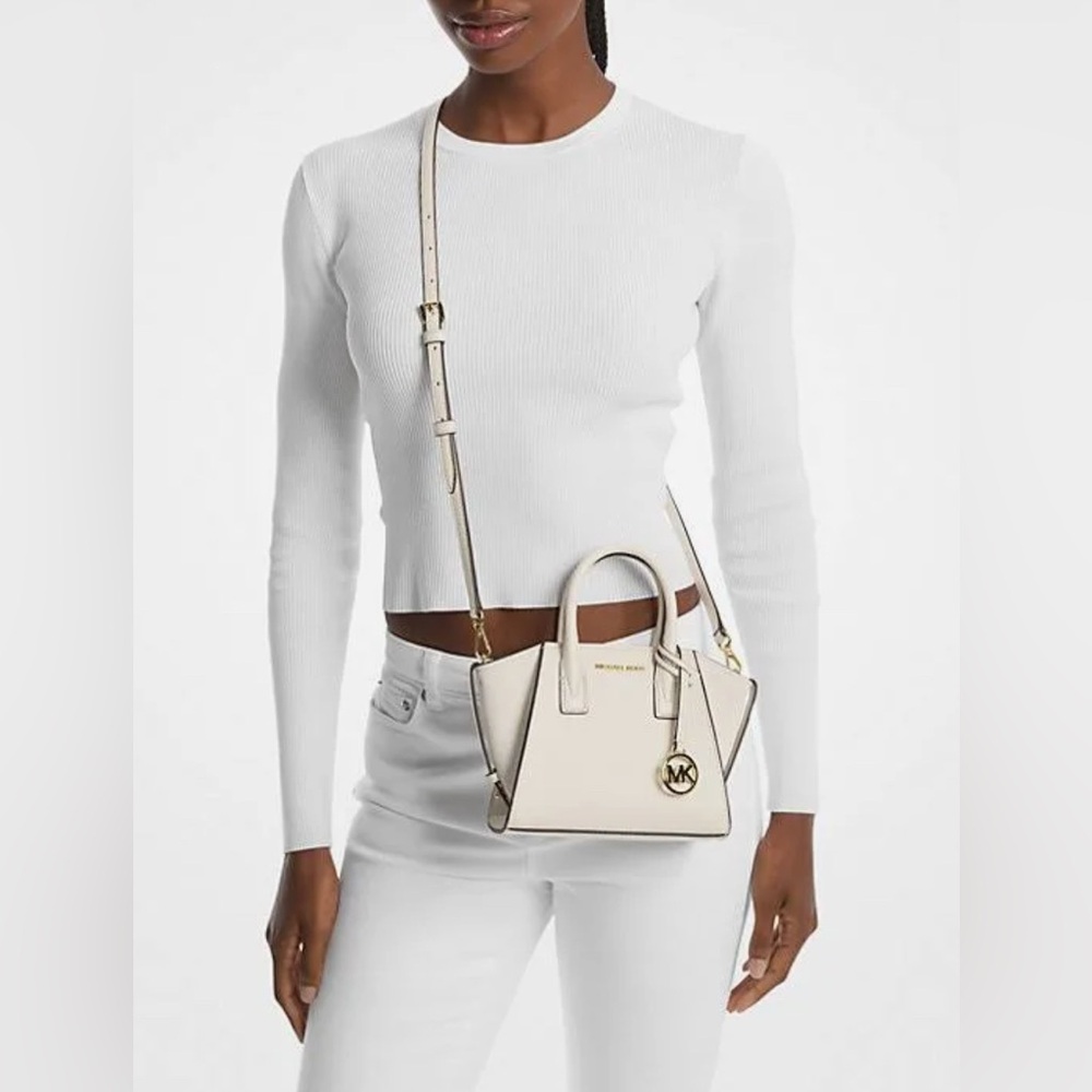 Michael Kors - Avril Extra-Small Leather Crossbody Satchel Light Cream       NWT